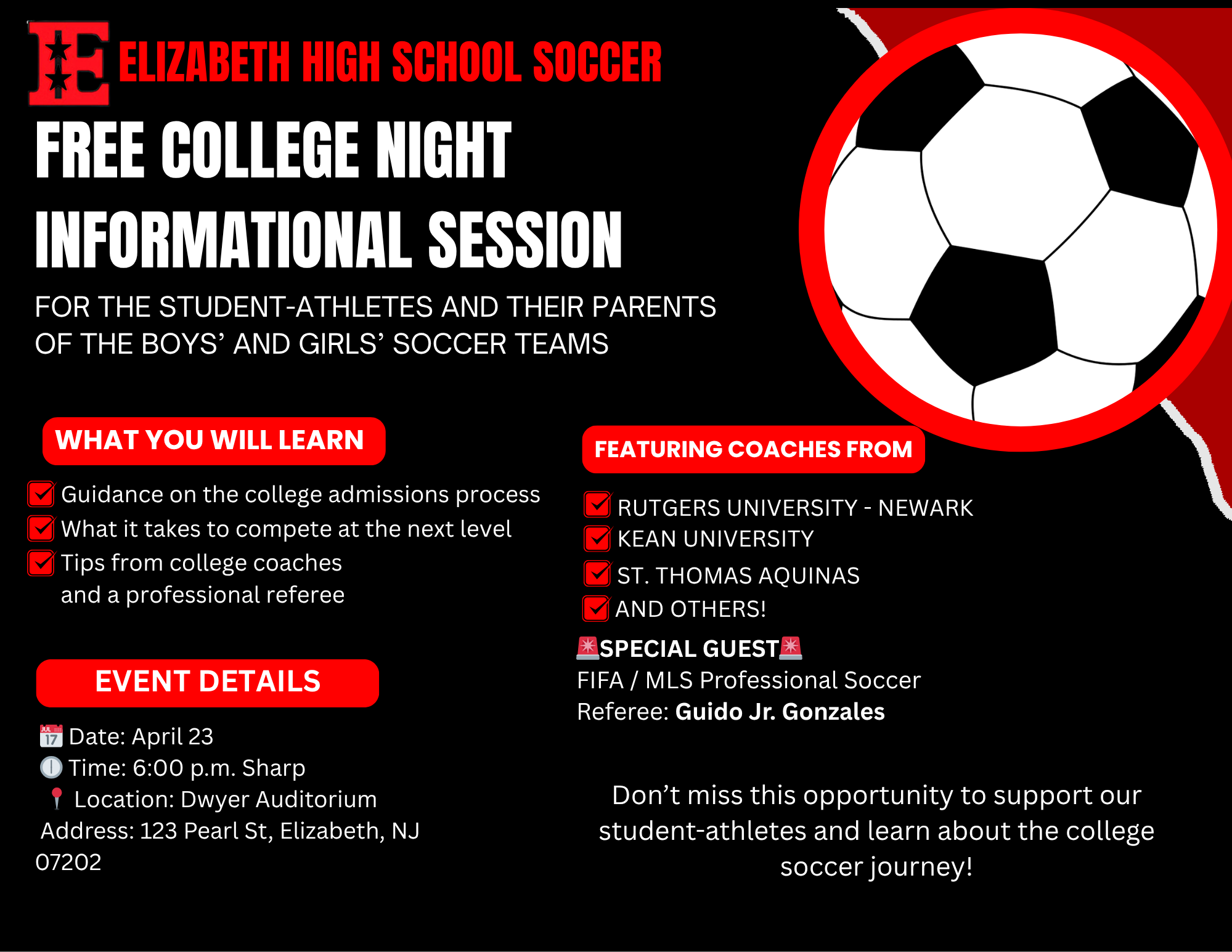 EHS College Soccer Informational 1776260885239